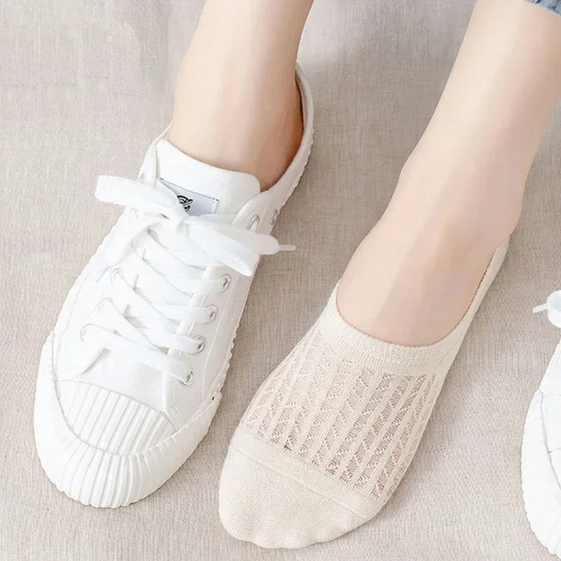 1-20 Pairs Socks women's Summer Invisible Short No Show Fashion Lace Breathable Silicone Non-slip female Cotton Boat Socks