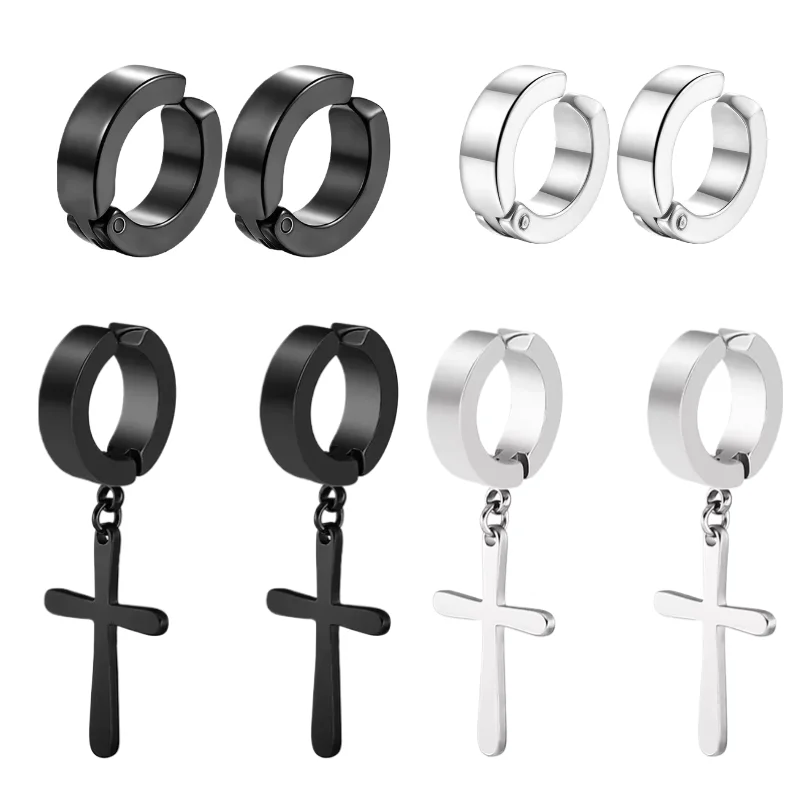 1/4 Pairs Stainless Steel Non-Piercing Magnetic Stud Earrings Unisex CZ Magnet Ear close Clip Women Men Punk Hip Hop Earring Set