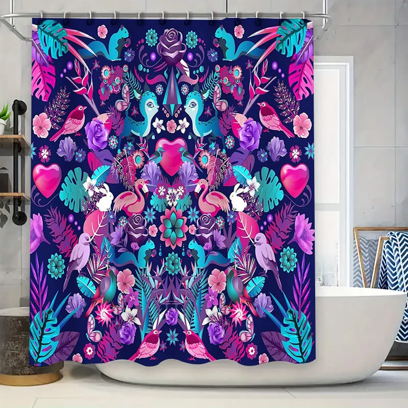 

Floral Botanical Shower Curtain Tropical Plants Nature Pattern Bathroom Decor Waterproof Modern Artistic Home Textile