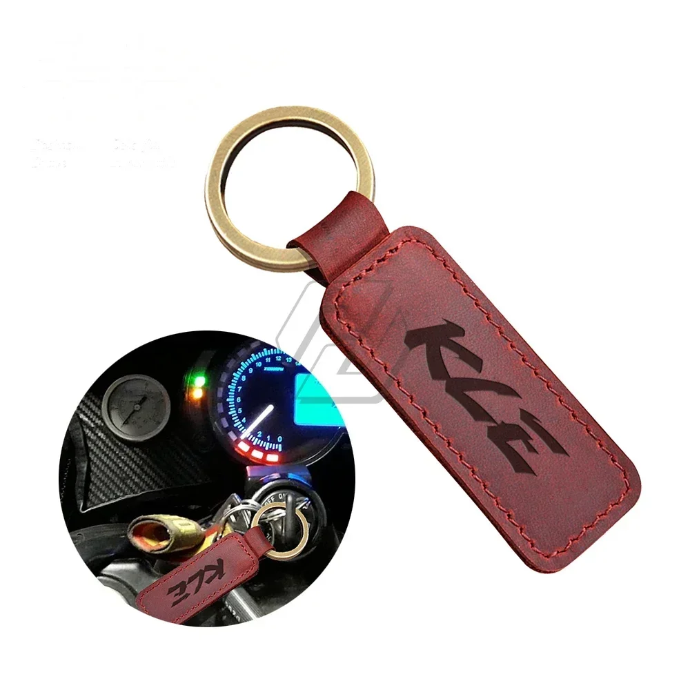 For Kawasaki KLE 250 650 500 Keyring Motorcycle Cowhide Keychain Key Ring