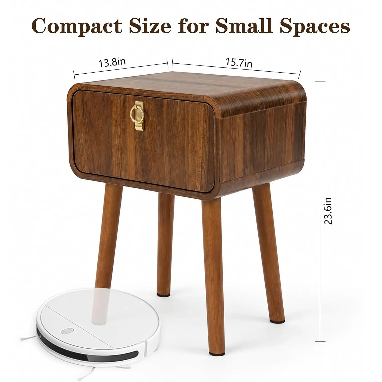 Nightstand Set of 2 with Drawer, 23.6