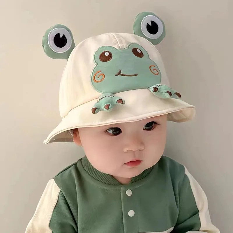 Baby Bucket Hat 2023 New For Kids Spring Outdoor Boys Girls Sun Hat Summer Cute Flog Toddler Children\'s Fisherman Cap Cotton