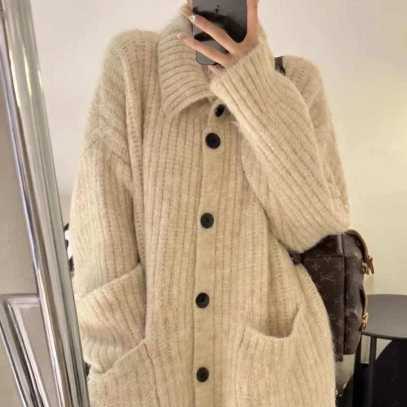 

Autumn Winter Loose Cardigan Sweater Women Knitted Coats Fashion Female Long Sleeve Casual Knitwear Knit Cardigans Shirt Tops