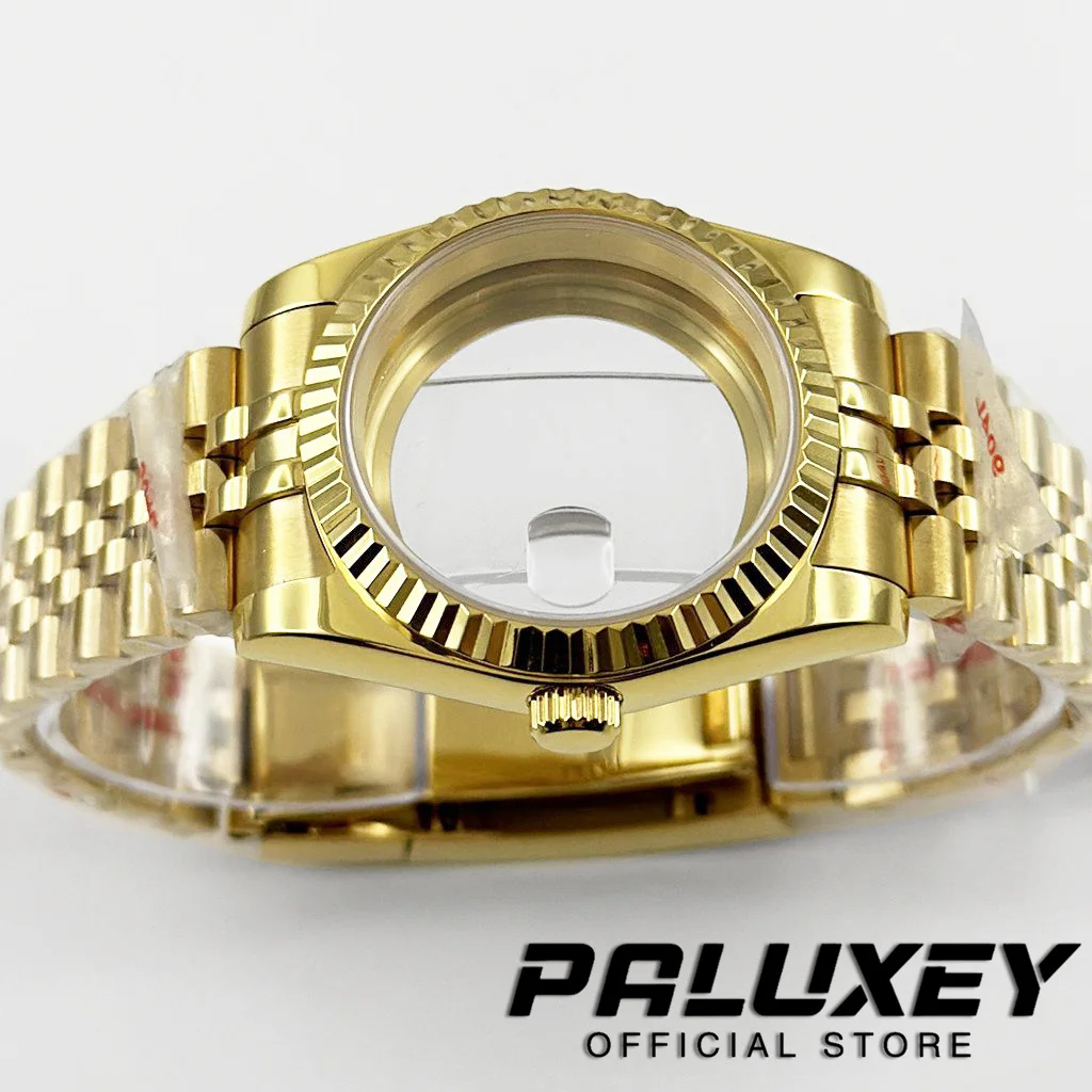 Gold Fluted Curved 36MM/40MM Bracelet Resistanst Watch Case Sapphire Glass For NH34 NH35 NH36 NH38 NH70 NH72 ETA2824 Movement