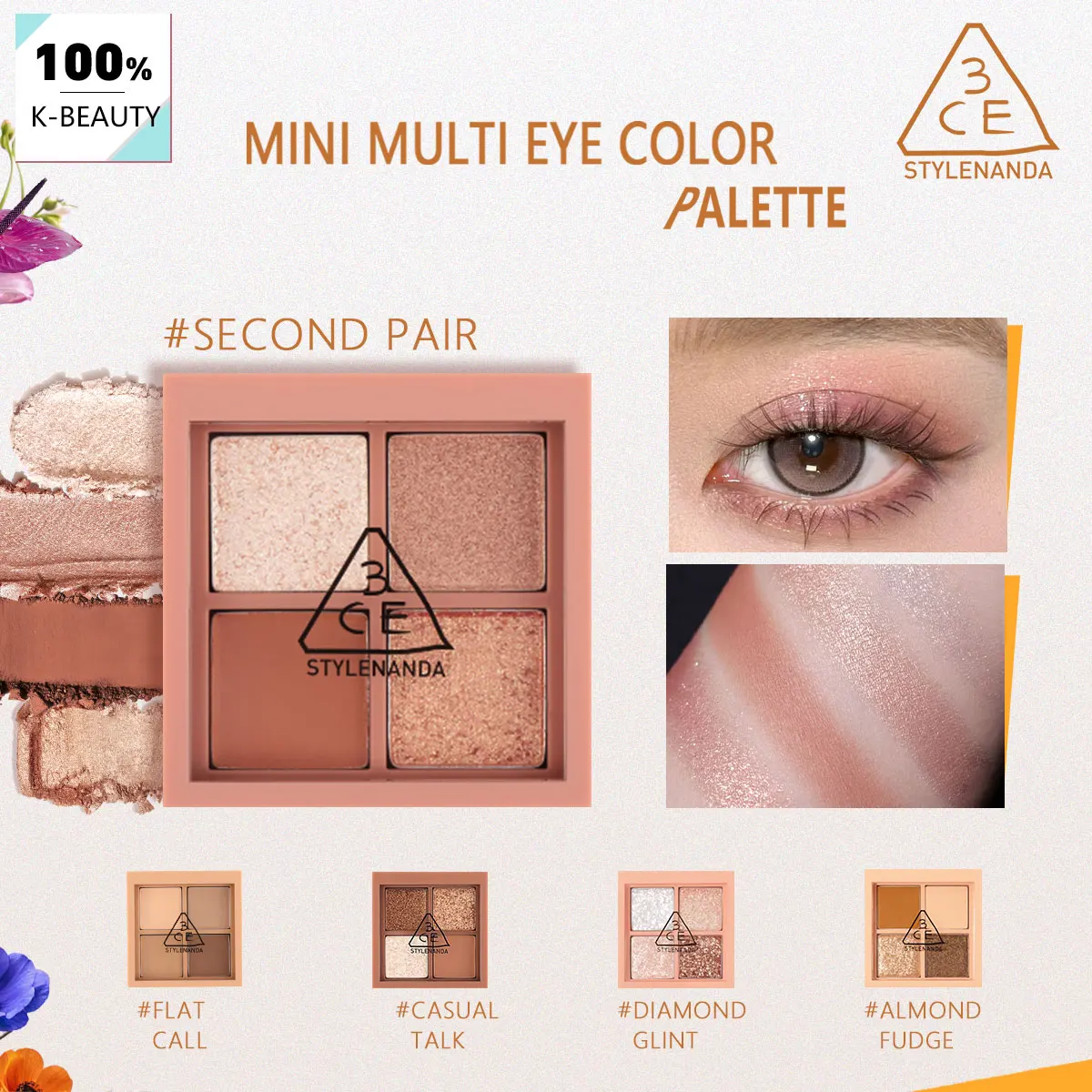 

Палитра теней для век 3CE MINI MULTI EYE COLOR PALETTE, стойкая и высокопигментированная, естественный вид, универсальна и удобна для путешествий, K-Beauty, корейская косметика