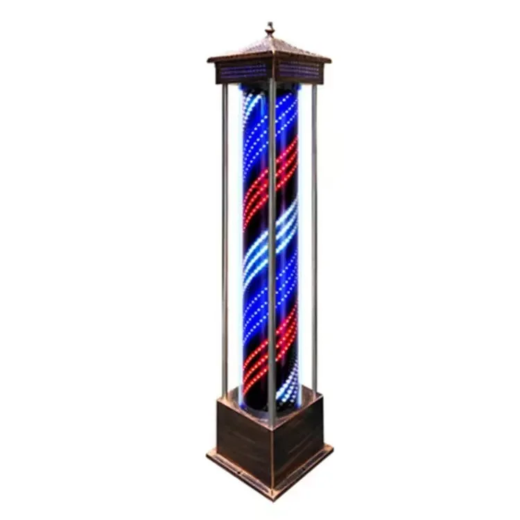 Professional Vintage Rotating Outdoor Light Barber Pole Red Blue White Led Sign Light Color For Hairdressing Salon