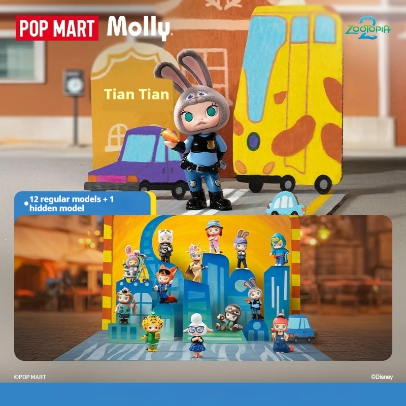 Popmart Authentieke Molly × Zootopia Serie Blind Box Molly Judy Nick Beeldjes Mystery Box Speelgoed Cartoon Trendy Speelgoed Leuk Cadeau