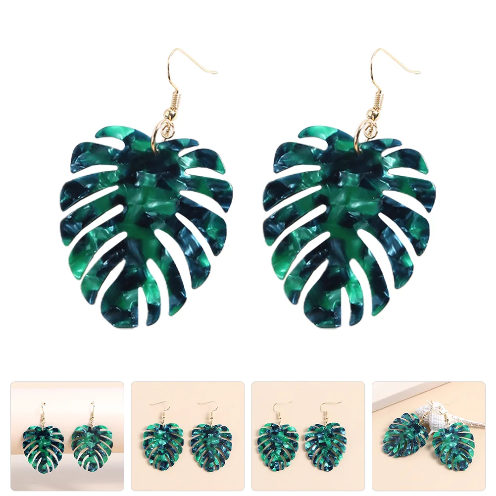 Turtle Leaf Earrings Monstera for Women Metal Dangle Jewelry Plant Design Beach Party Wear Comfortable Skin Friendly