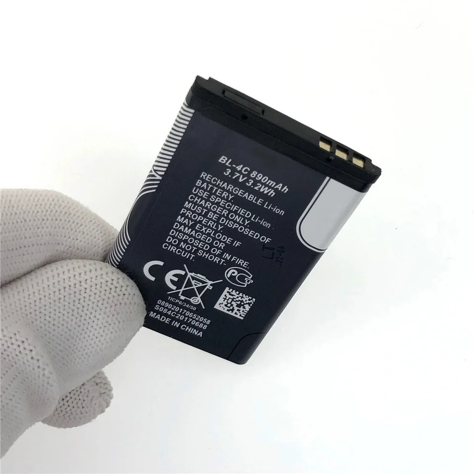 Batería de repuesto genuina BL-4C para Nokia 6100 6300 6125 6136S 6170 6260 6301 7705 7200 7270 8208 BL4C 860mAh 4