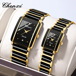 CHENghts-Montre de couple étanche pour hommes et femmes, céramique, bracelet en métal, marque supérieure, luxe, 104A, 138 damas