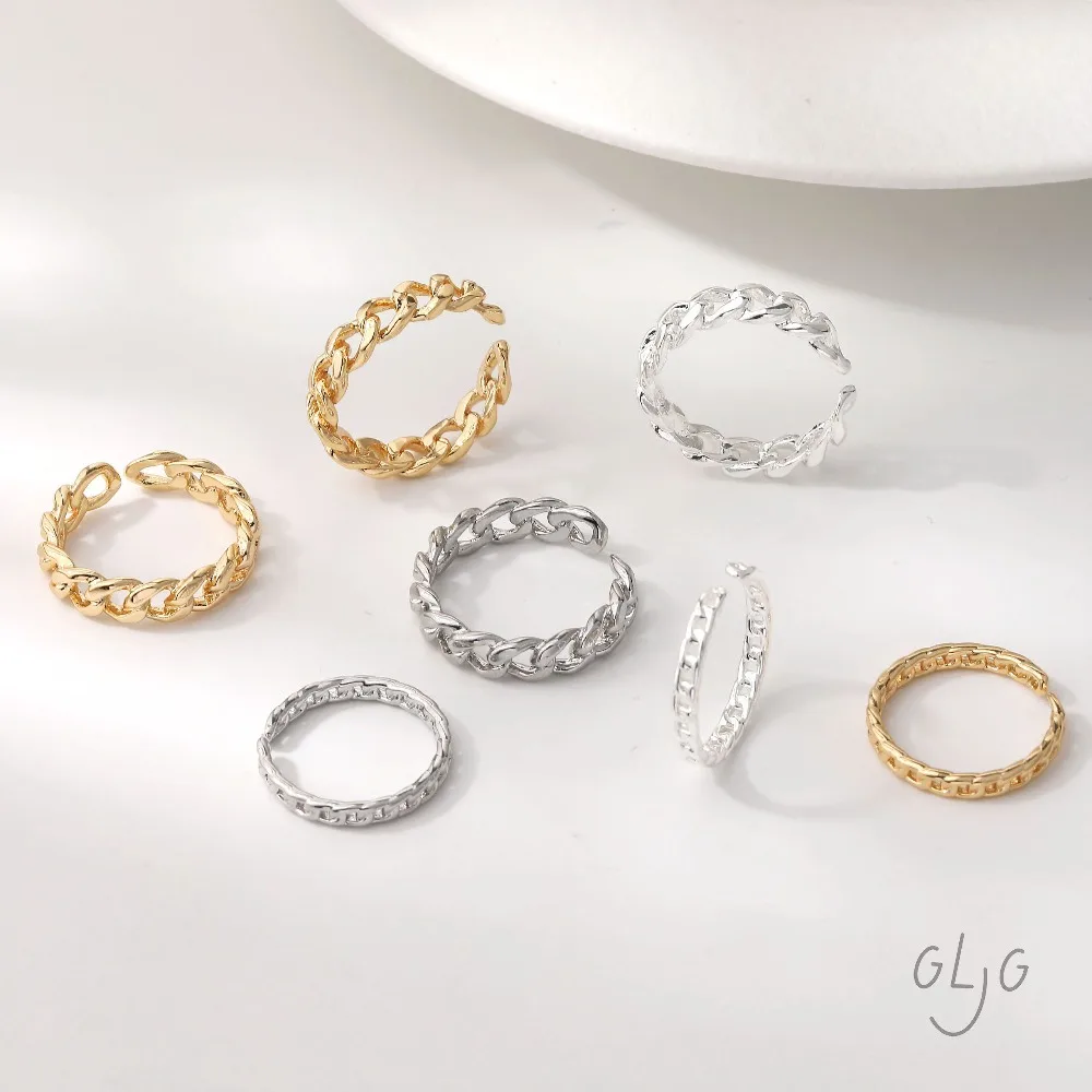 2 Stück Zierliche Verstellbare Ringe für Schmuckherstellung DIY Zubehör aus Messing 14k Vergoldet