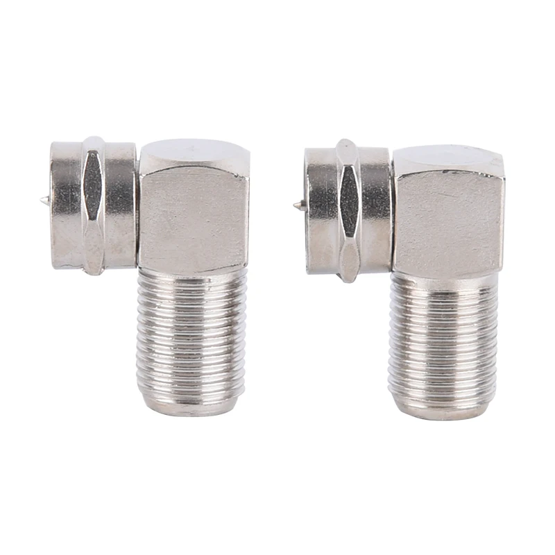 2pcs 90 Degree TV Aerial Antenna Plug Connector Right Angle Adapter Plug To Socket Coax Cable F-Type Male to Female