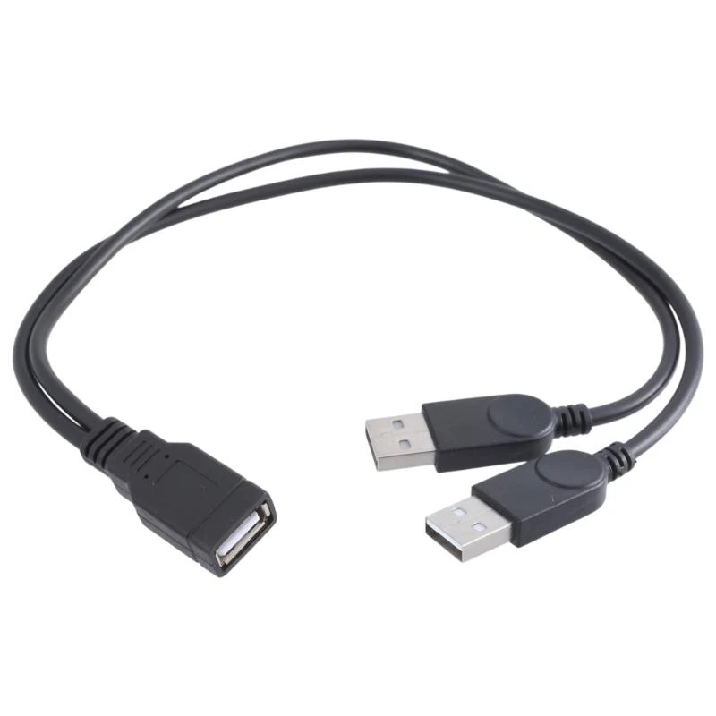 1Pc 26cm New USB 2.0 FeMale to 2 Dual male Y Splitter Hub Cord Adapter Cable
