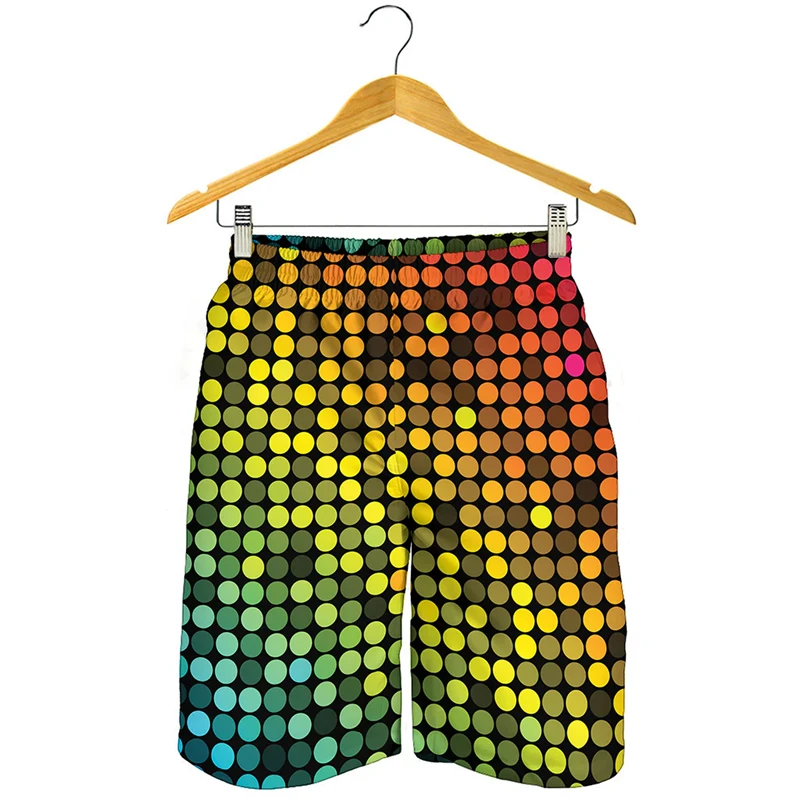 3d Printed Shiny Highlights Shorts For Men Women Party Stage Clothes Short Pants Gradient Color Dot Love Shape Short Trousers