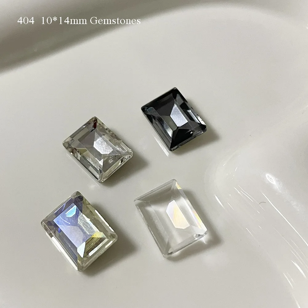 10*14mm Rectangle Sugar Crystal DIY Pile Charms Material Glass Diamonds Pointed Bottom Rhinestones Nail Gel Tips Accessories 404