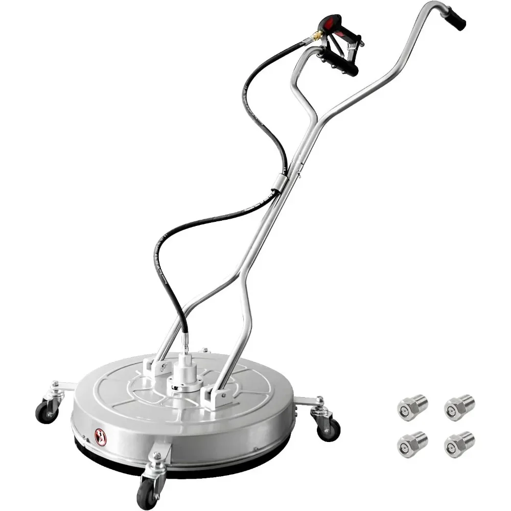 

24" Pressure Washer Surface Cleaner with 4 Wheels,Dual Handle,Stainless Steel Housing, 2 Hose Adapters and 4 Replacement Nozzles