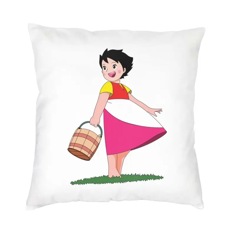 Alps Mountain Girl Happy Heidi Cushion Cover Double-sided Print Throw Pillow Case for Sofa Fashion Pillowcase Home Decoration