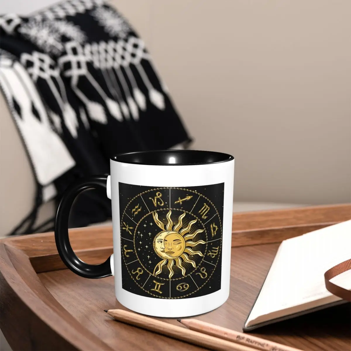 Horoscope Wheel With Zodiac Signs Mug Funny Ceramic Coffee Cups Tea Mugs Milk Cup Drinkware Gifts for Woman Man