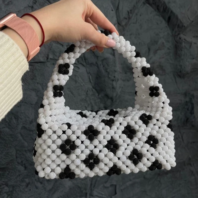 

Новая модная сумка премиум-класса, простые черно-белые клатчи для банкетов и вечеринок, женская сумка из бисера по индивидуальному заказу, взрывная