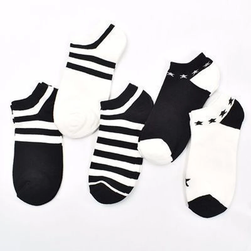 5 Pairs Women's Socks Pack Spring Summer Stripe Simple Cute Verstaile Fashion Shallow Mouth Ankle Socks Comfortable Cotton Socks