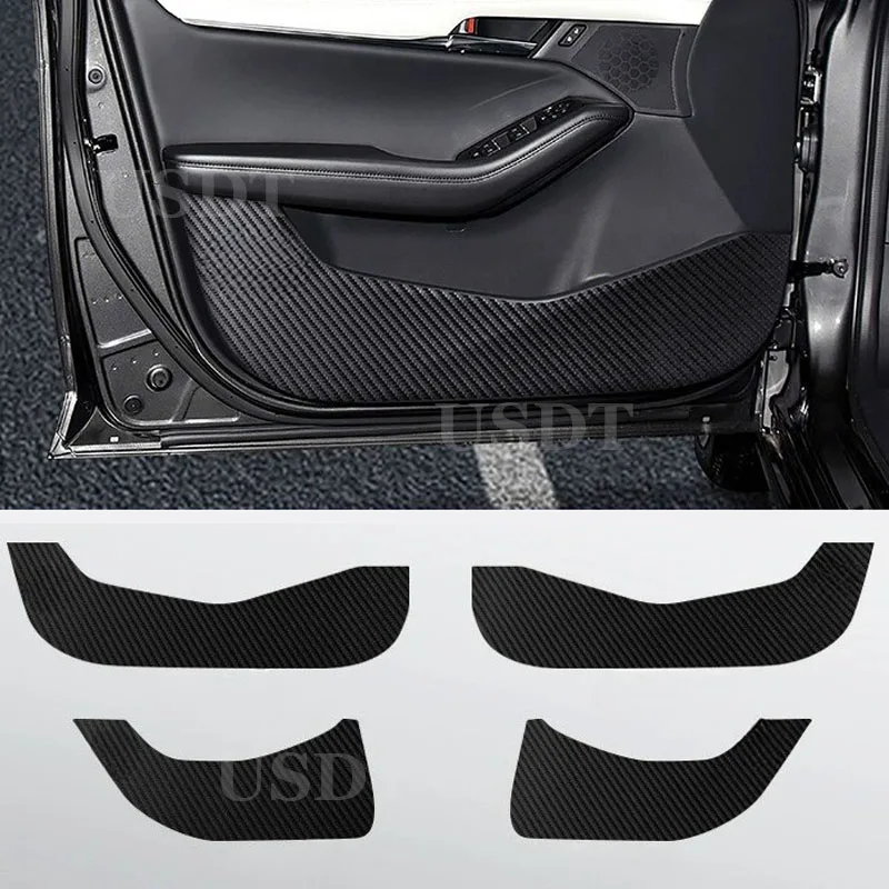 

For Mazda 3 Axela 2020 2021 2022 2023 2024 Leather Carbon Fiber Sticker Door Anti Kick Cover Door Sill Protection Mat