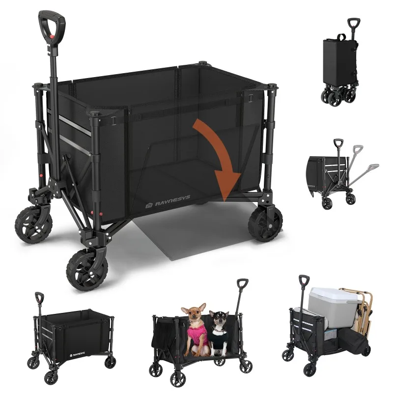 heavy duty foldable folding station wagon practical, with universal wheel adjustable handle