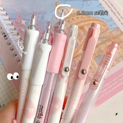 4pcs Cute Gentle Style Automatic Neutral Pens Kawaii Black Ink Mechanical Gel Pens Korean Stationery School Office Girl Gift