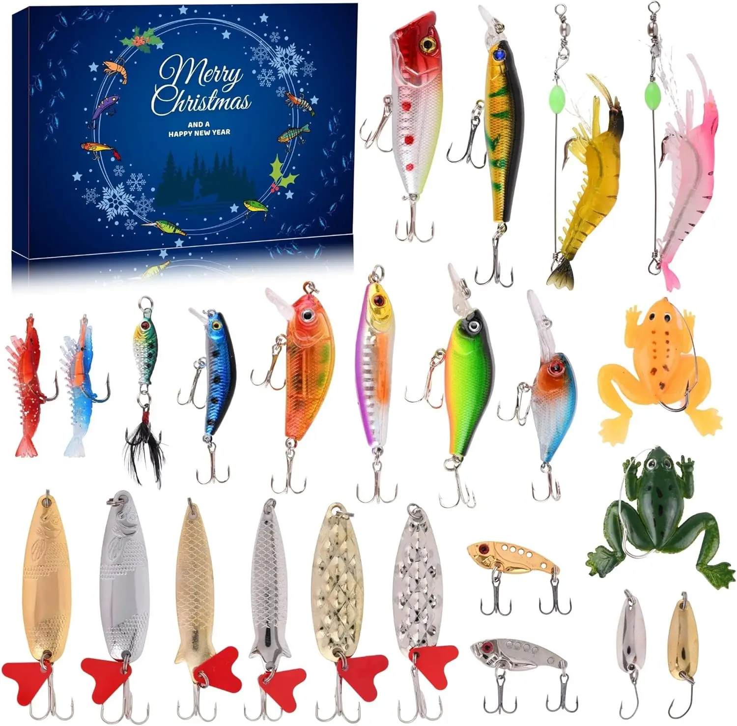 

Fishing Advent Calendar 2025, 24 Days Fishing Lure Advent Calendar for Fisher Men Boys,Xmas Christmas Countdown Gift for Father