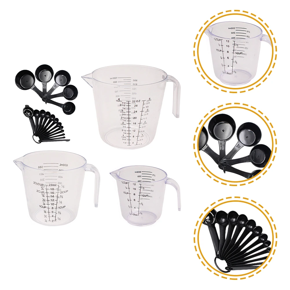 

20 Pcs Measuring Cup Set Food Cups Plastic Baking Spoon Mini Measurement Cooking Spoons Liquid Black