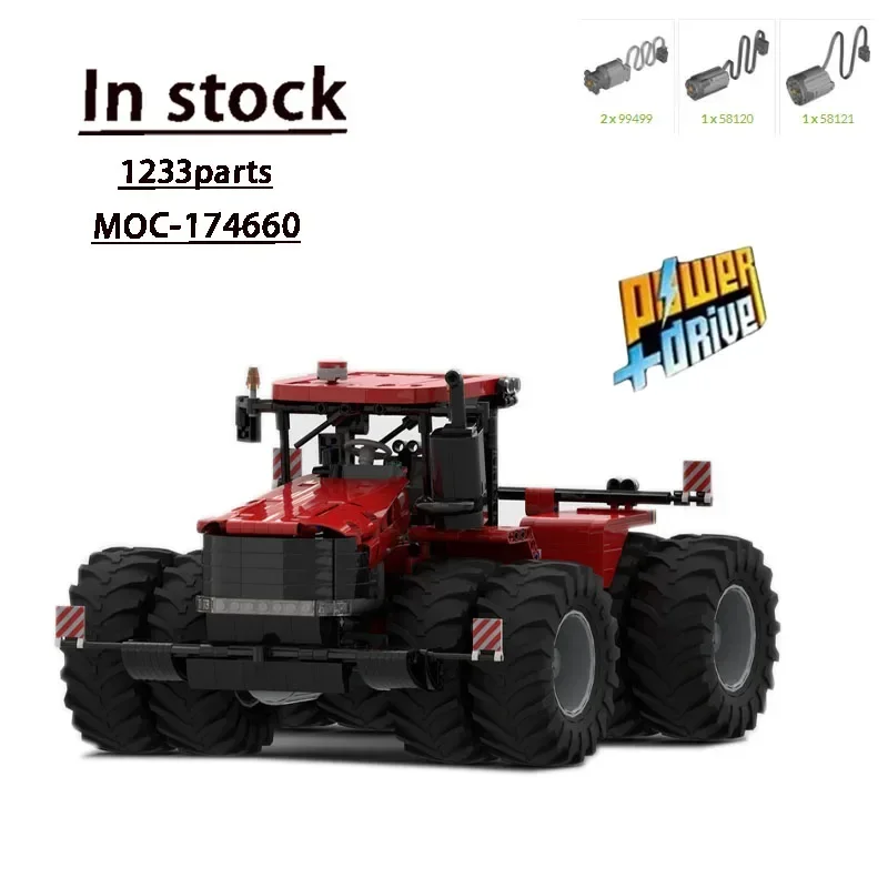 Bloques de construcción de empalme para niños, ensamblaje de Tractor agrícola eléctrico de MOC-174660New, modelo 1233, bloques de construcción de cumpleaños, ToyGift