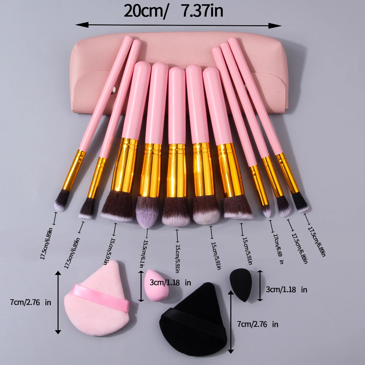 15-delige high-end multifunctionele make-upborstelset, mini-spons ei/driehoekige poederdons zonder poeder plakken, opbergtas