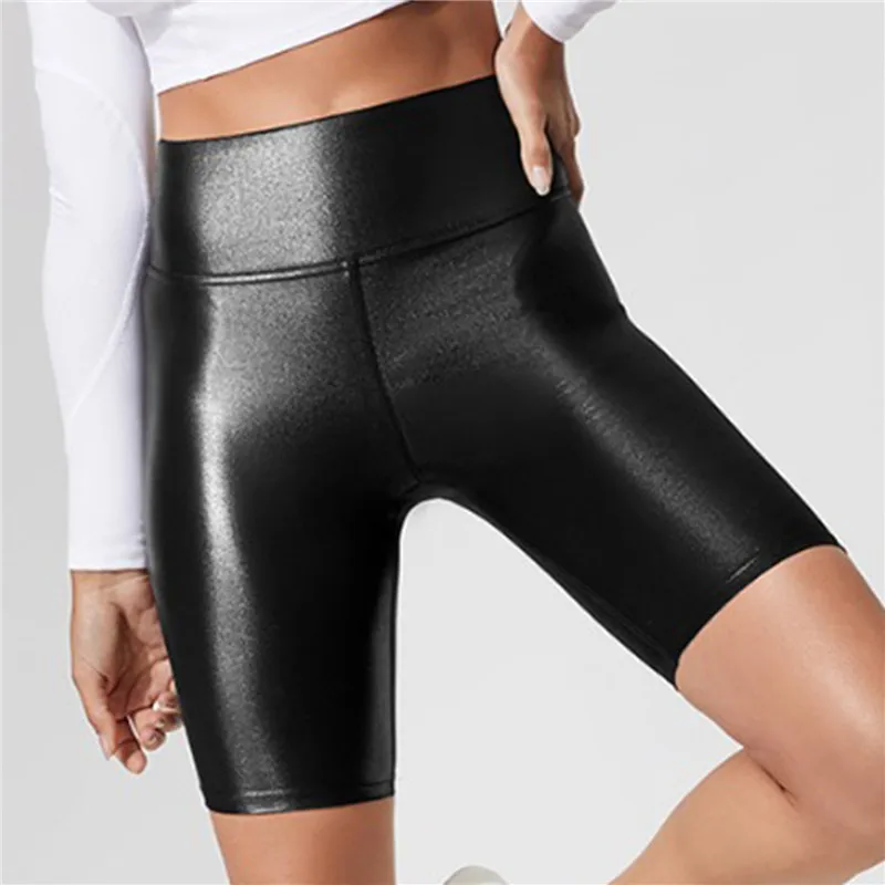 Women High Waist Faux Leather Shorts Sexy Slim Solid Black Summer Short Pants Casual Fashion Elastic PU Shorts