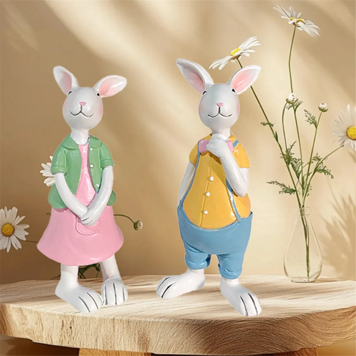 ATTU Pasqua Decorazione animale carino Casa rurale Animale Resina Figurina animale Decorazione Ornamenti da tavolo