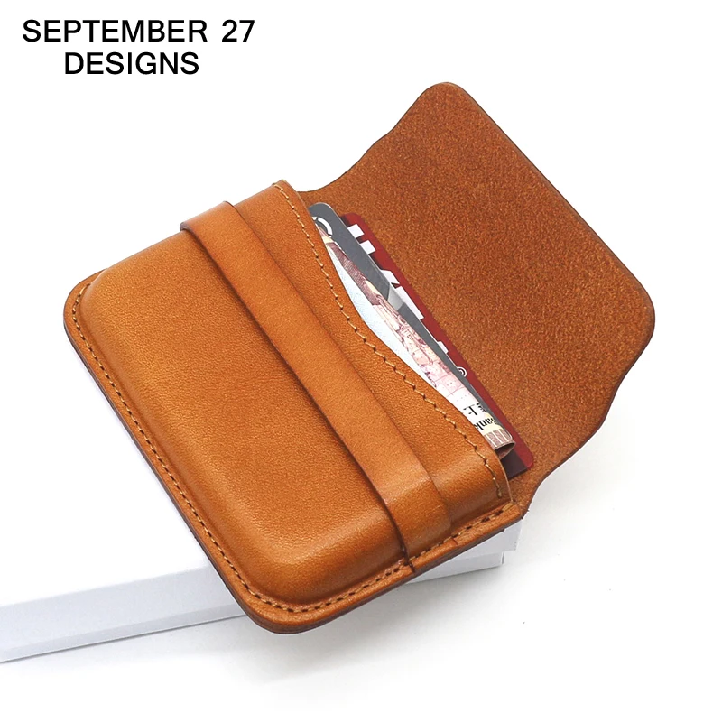 New Fashion Business Card Case Genuine Leather Handmade Credit Card Wallets Men Casual Coin Pouch Cowskin Vintage Women Purses