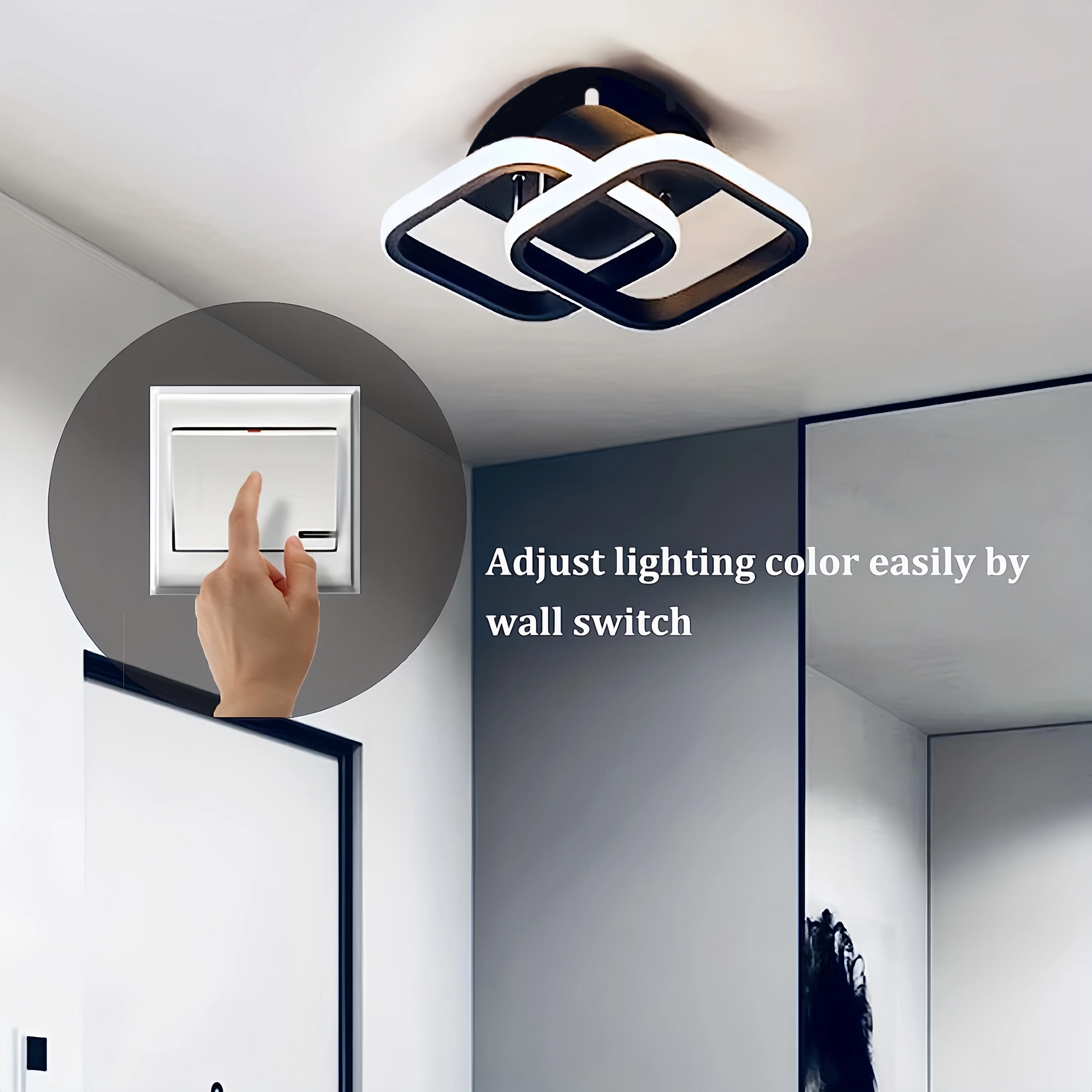 1pc Sleek Black LED Ceiling Light - Modern Energy-Efficient Lighting for Bedroom Bathroom Kitchen Versatile & Easy Installation