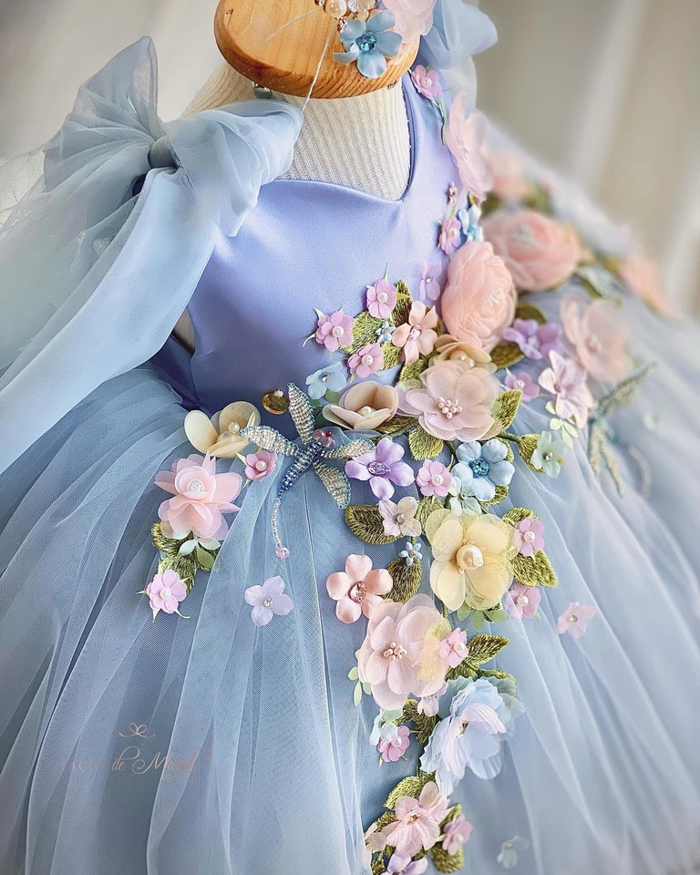 baby blue birthday dress Baby Girl Blue Princess Birthday Dress main image 0