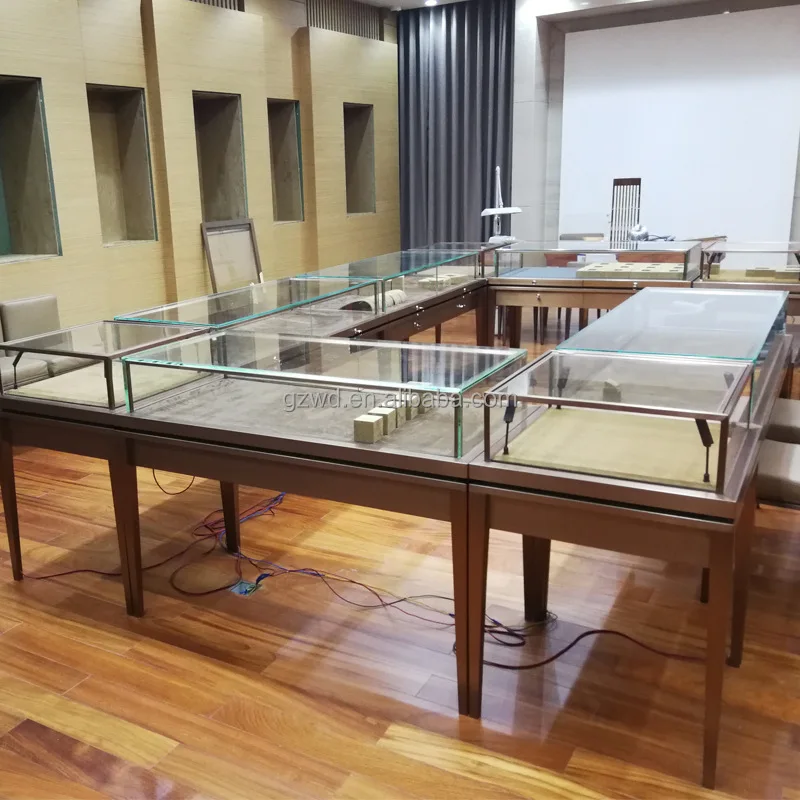 

Customize.High-End Luxury Wooden Tempered Glass Jewelry Display Cabinet Counter Jewellery Store Design Furniture