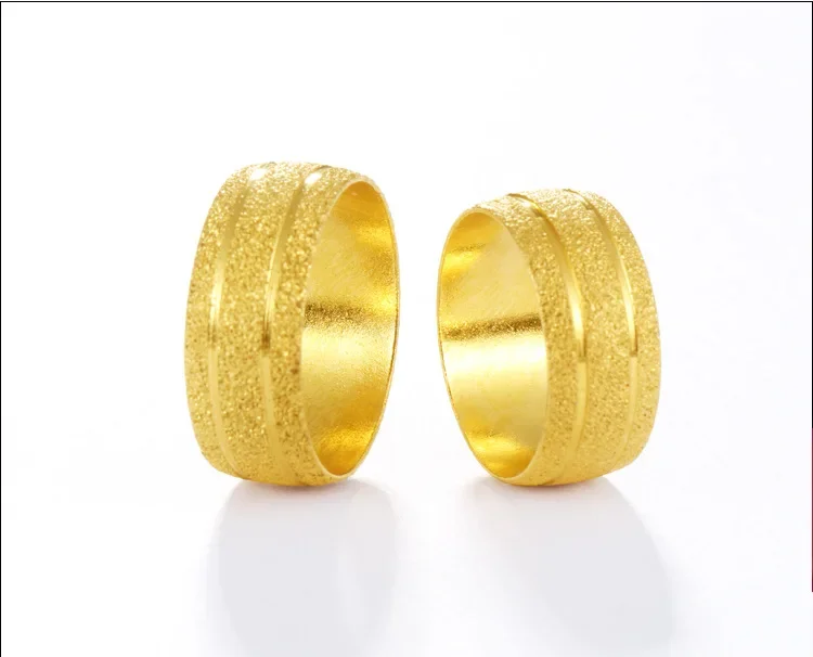 Yellow Gold Color Ring for Women Men Matte Thick Gold Wedding Engagement Birthday Couple Match Finger Rings Jewelry Gift