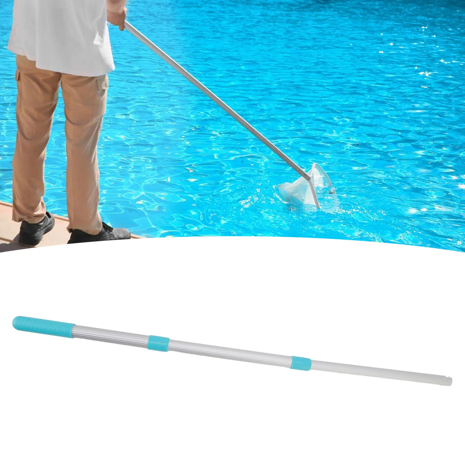 Swimming Pool Telescopic Pole 3 Sections Aluminum ABS Pool Cleaning Net Handle For Cleaning Accessory