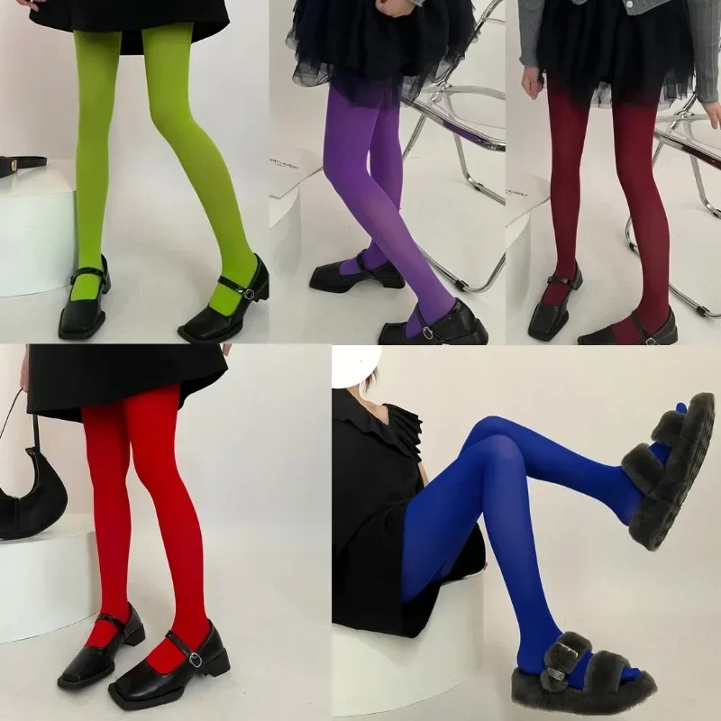 7 Colors Women Sexy Tights Long Stockings Candy Color Velvet Seamless Pantyhose Spring Summer Autumn Large Elastic Tights