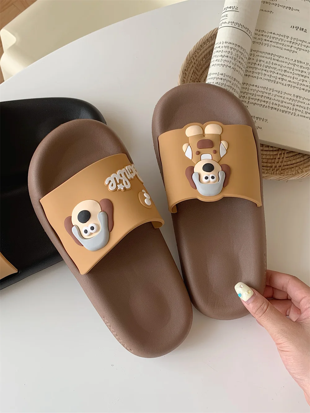 Ins Cute Puppy Dog Flip Flops Home Slipper Women Comfortable And Anti Slip In Summer Man Thick Sole Slipper Beach Sandals