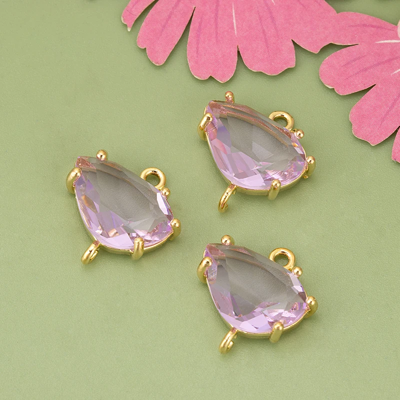 assoonas,ME92,Schmuckzubehör,18k Gold rhodiniert,Kupfer,Glas,handgefertigt,Charms,DIY-Anhänger,Schmuckherstellung,6 Stück/Lot – Detail 8