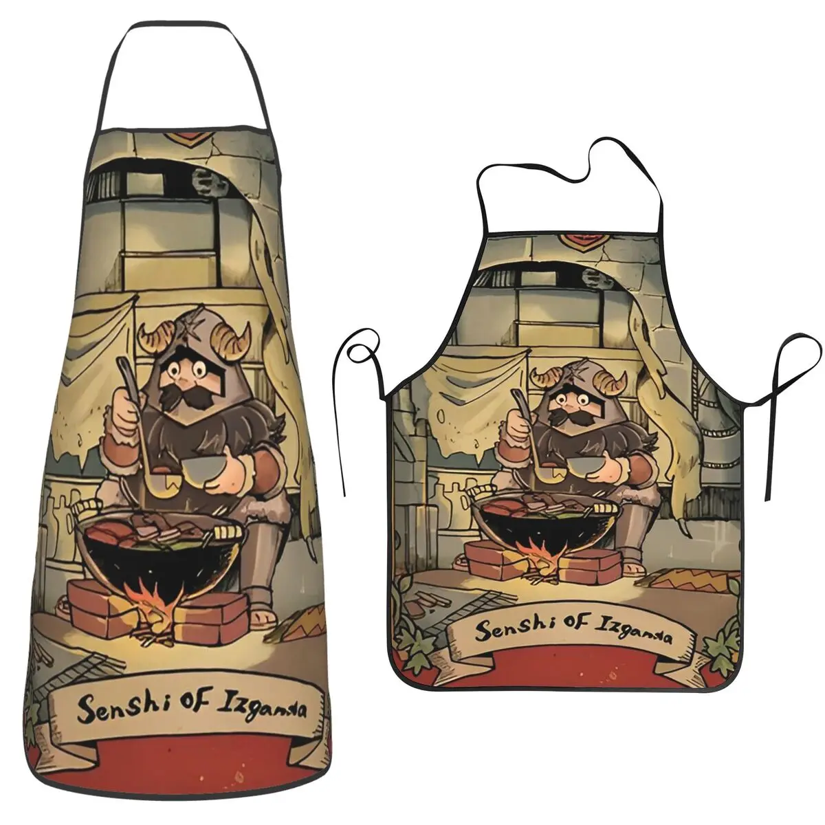 Dungeon Meshi Delicious In Dungeon Senshi Apron Chef Baking Tablier Bib Kitchen Cleaning Pinafore for Women Men Painting