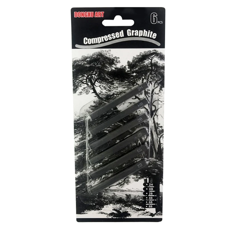 Charcoal Sticks 6x Sketching Shading Compressed Pencils Set for Artists Beginner