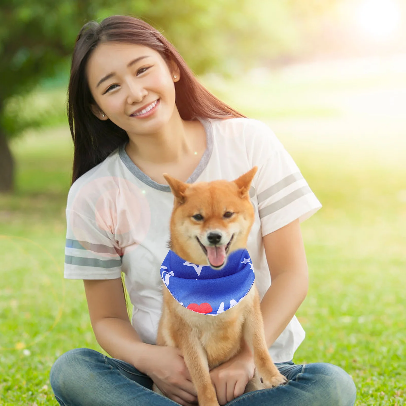 

2pcs Dog Triangular Bandana Usa Patriotic Scarf Independence Day Decorative Bandana For Dogs Cats Washable Accessory Soft