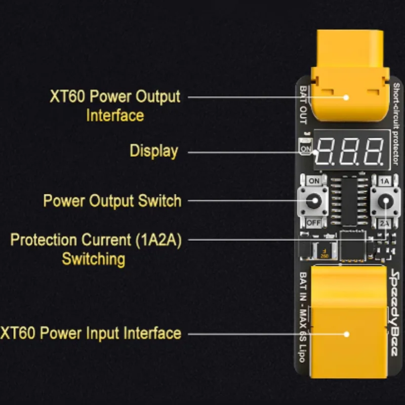 2025 Original SpeedyBee Anti Short Circuit Module 4-6S 1A/2A Current Limiting For RC Flight Stack