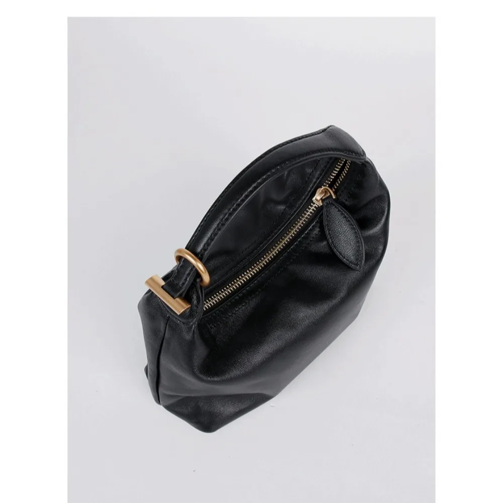 New Medieval Exquisite High-end Leopard Print First-layer Sheepskin Dumpling  Women's Portable Lunch Box Shoulder Messenger Bag