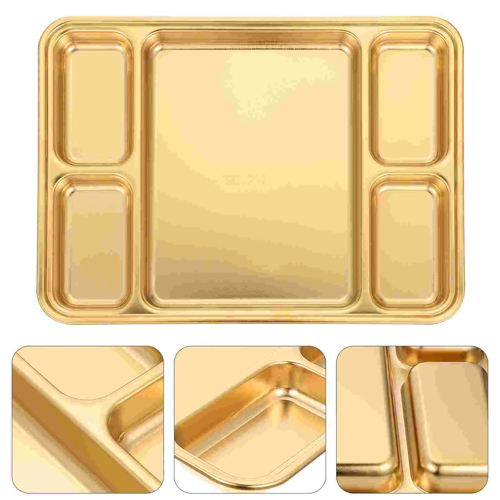 

Stainless Steel Grid Compartment Plates Tray Bowls Food Western Household Tableware Dining Container Toddler