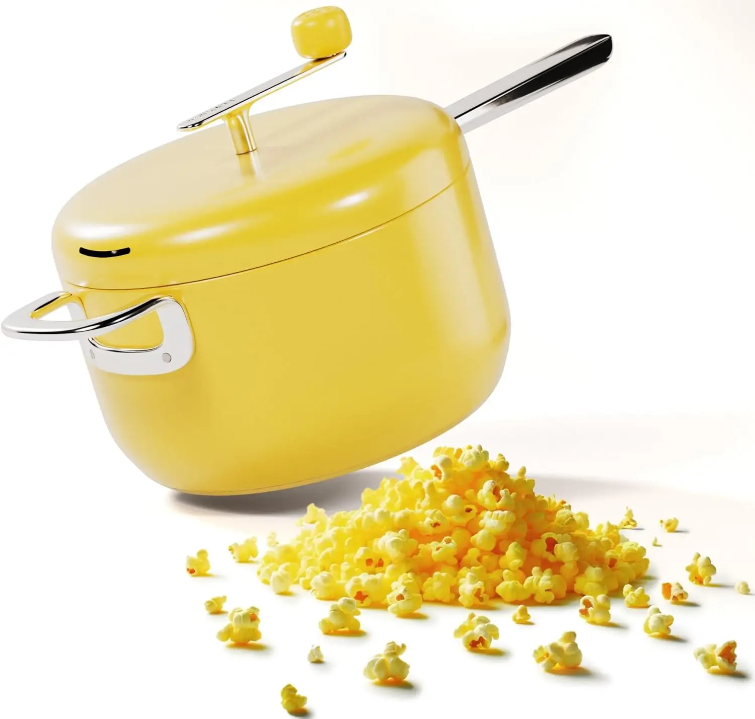 Popcorn Popper in Butter - 6 Quart Stovetop Popcorn Machine - Stainless Steel Popcorn Maker Compatible with All Stovetops