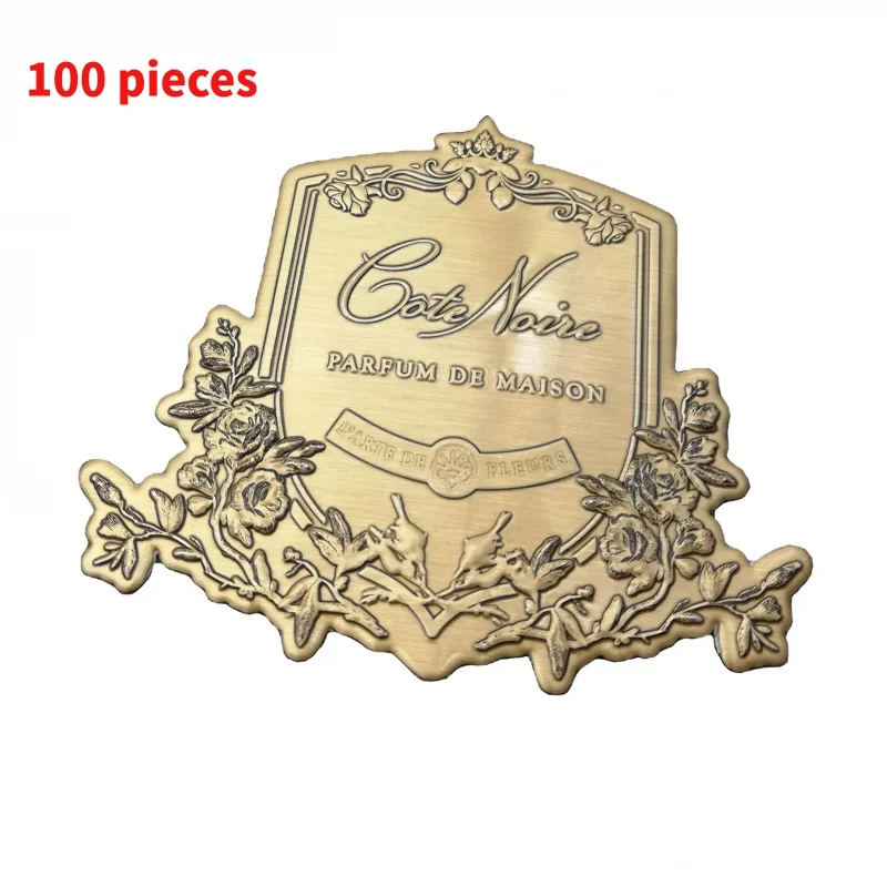 10 0.Zhang.Custom.High Quality Fashion Design Custom Metal Label 3d Embossed Bottles Stickers Wine/perfume label